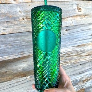 Starbucks green jeweled venti tumbler.